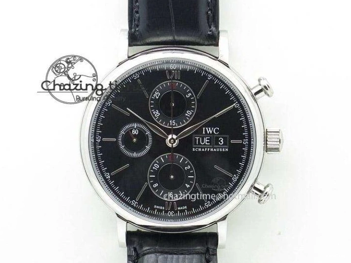 MIROTIME 0105 Supportive Portofino Automatic SS AF 1:1 Best Edition White Dial on Black Croco Leather Strap A 7184